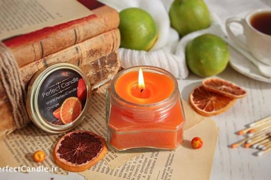 خرید شمع شات - شمع جار آکواریوم پرتقالی