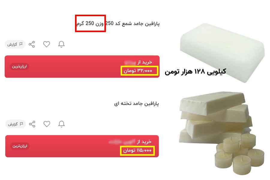 قیمت پارافین در بازار
